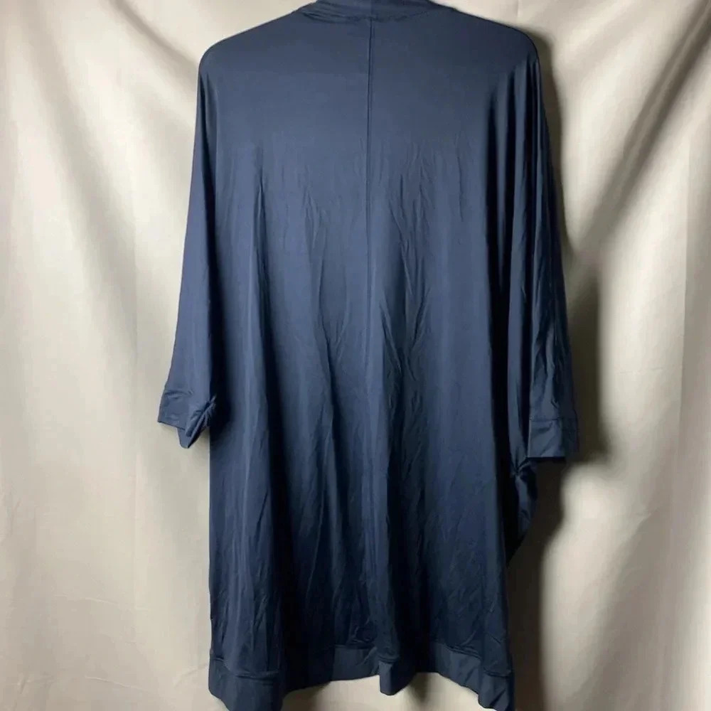 CACIQUE WOMENS SIZE 18/20 NAVY NYLON SPANDEX SLEEP JACKET‎ WITH POCKETS - Picture 8 of 11
